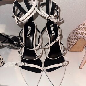 Versace White Strappy Heels